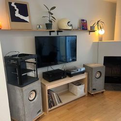 Console Tv Stand Media Unit Sideboard Record Player Vinyl LP Cart