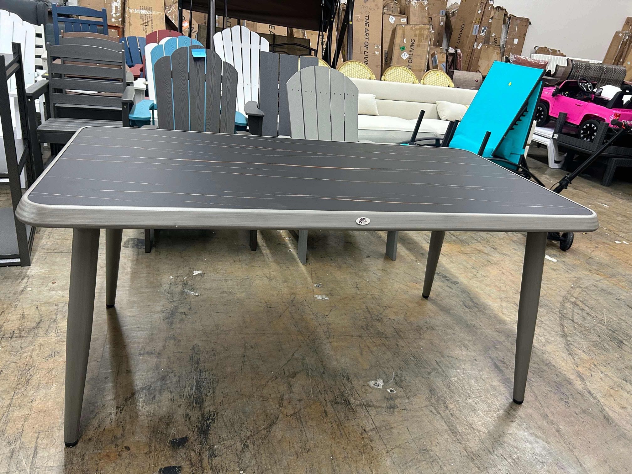 PURPLE LEAF Patio Dining table with Aluminum Frame Grey