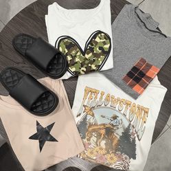 Brand New Cloud Slides And 4 Shirts , TAKE ALL 