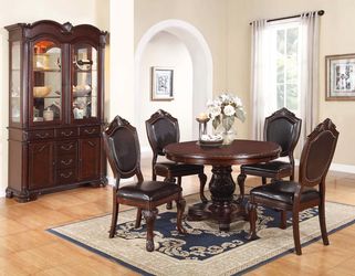 Brand New Dark Cherry 5pc Formal Dining Table Set