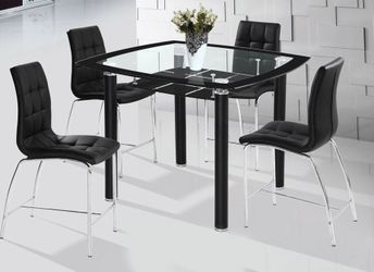 5PC Glass Dining Set (Table + 4 Chairs) – Modern & Comfortable