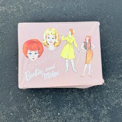 Vintage Barbie and Midge Doll Storage Case Suitcase PINK