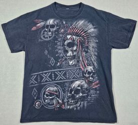 Y2K Skull Light Graphic Print Black T-Shirt