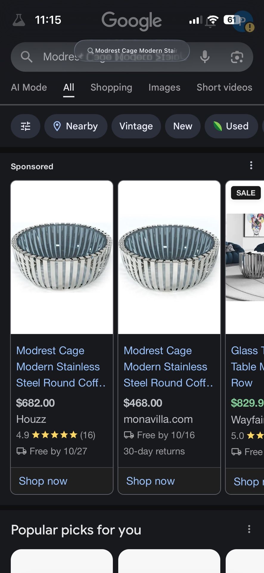 Modrest Cage Modern Stainless Steel Round Coffee Table with Glass Top