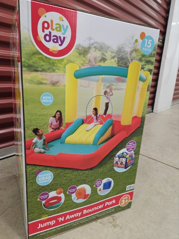 Play Day Jump 'N Away Kids Indoor and Outdoor Bouncer with Blower