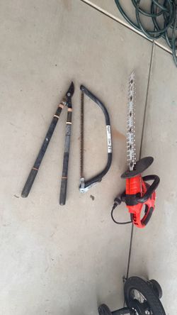 Black & Decker Hedge Hog Trimmer, Bow Saw, and Loppers Bundle
