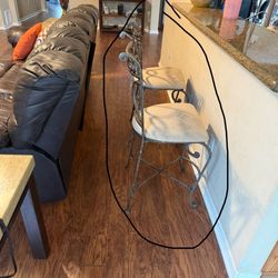 Pair of Metal Bar Stools with Cushioned Seats 