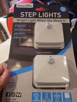 (2-Pk) Sensor Brite Peel & Stick Wireless Motion-Activated LED Step Lights