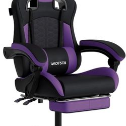 Gaming Chair with Massage,Ergonomic PC Gaming Chair with Footrest Comfortable Headrest and Lumbar Support,High Back Game Chair PVC Leather,300LBS (Bla