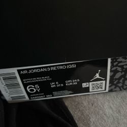 Retro 3jordan Air Sz6.5 
