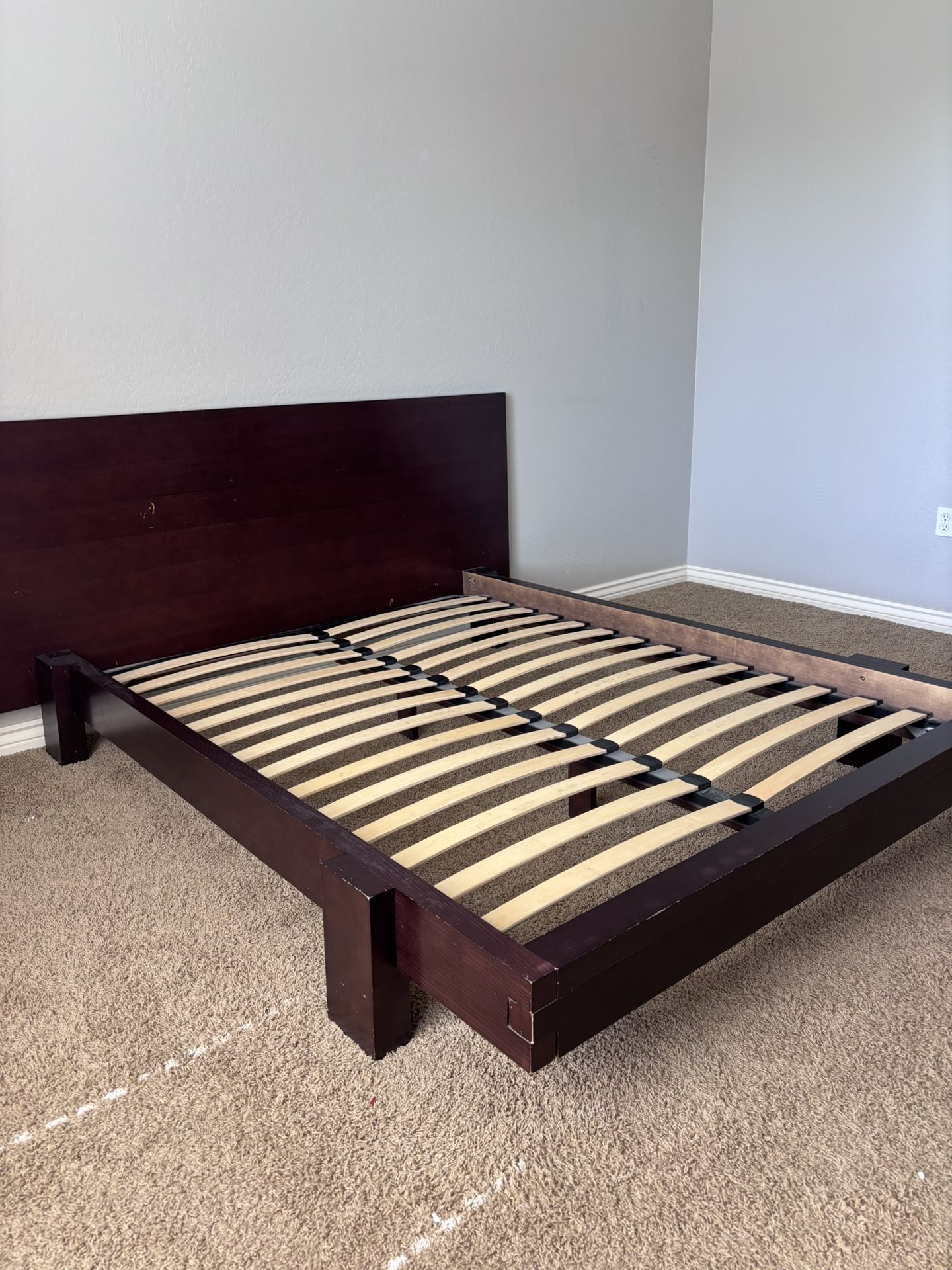 Brown Wood Platform Bed Frame