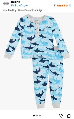 Mud Pie Boys Glow Camo Shark Pjs
