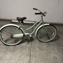 Teal huffy cranbrook beach cruiser adult bicycle with horn