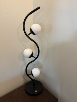 Calliope Black Metal Wave and 3 Light LED Globe Table Lamp