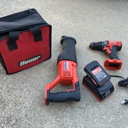 Bauer 20v Drill, Sawzall & Charger 