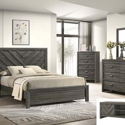 Brand New Grey 4pc Queen Bedroom Set (Available In Eastern King)