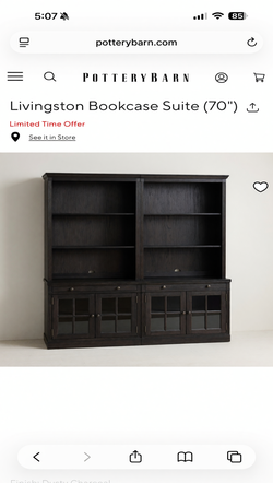 Pottery Barn Livingston Bookcase Suite – Good Condition, 70" Wide - Orlando, FL