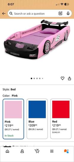 Twin size car bed pink