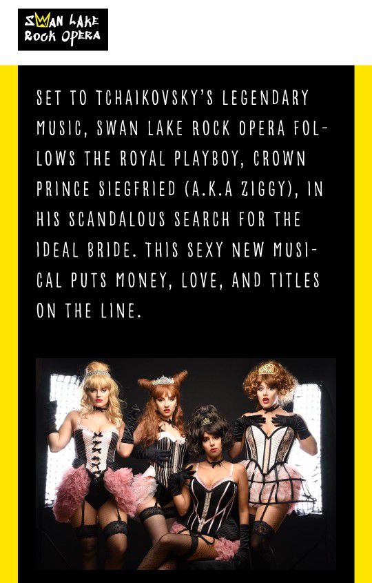 Swan Lake Rock Opera. 2 Tickets for Dec 2, 7pm