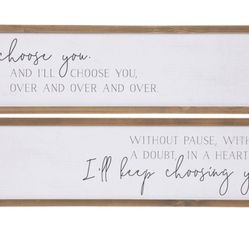 Love Quote Wall Art Set – Rustic Wood Framed Couple Décor