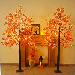 2 Pack 2 6Ft Lighted Maple Trees indoor/ outdoor