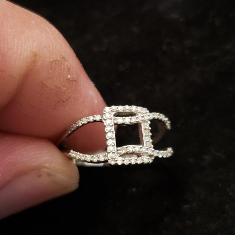 Silver Natural Diamond Ring Ladies Real Diamonds No Lab Or Mossinaties