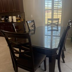 Medium Used Wooden Kitchen Table/chairs , seats 6 (space for 8) 