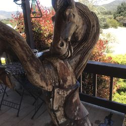 Solid Wooden Horse Statue 