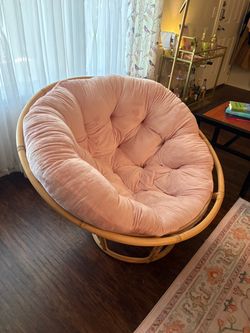 Papasan Chair with Light Pink Cushion from At Home