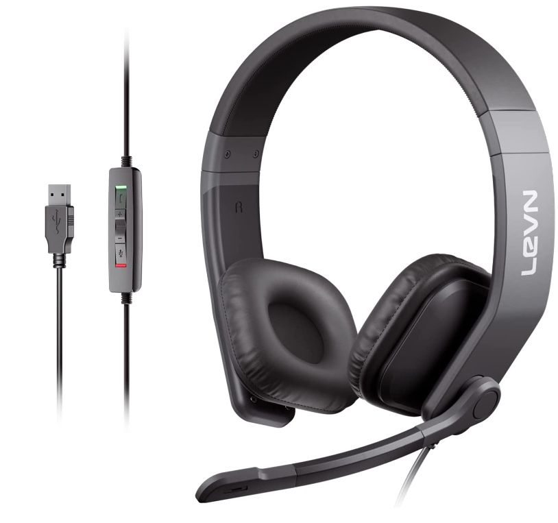 New Wired Headset, USB Headset with Microphone for PC with Noise Cancelling