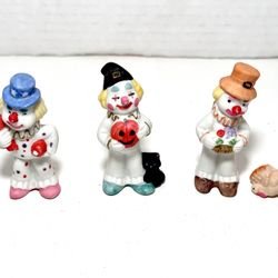 Vintage 1980s Napcoware “Clown of the Month” Bisque Porcelain Figurine Set of 3