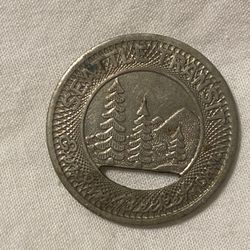 Seattle Transit System "Good For Child's Fare" rass Token -- 21mm w/ Pine Trees