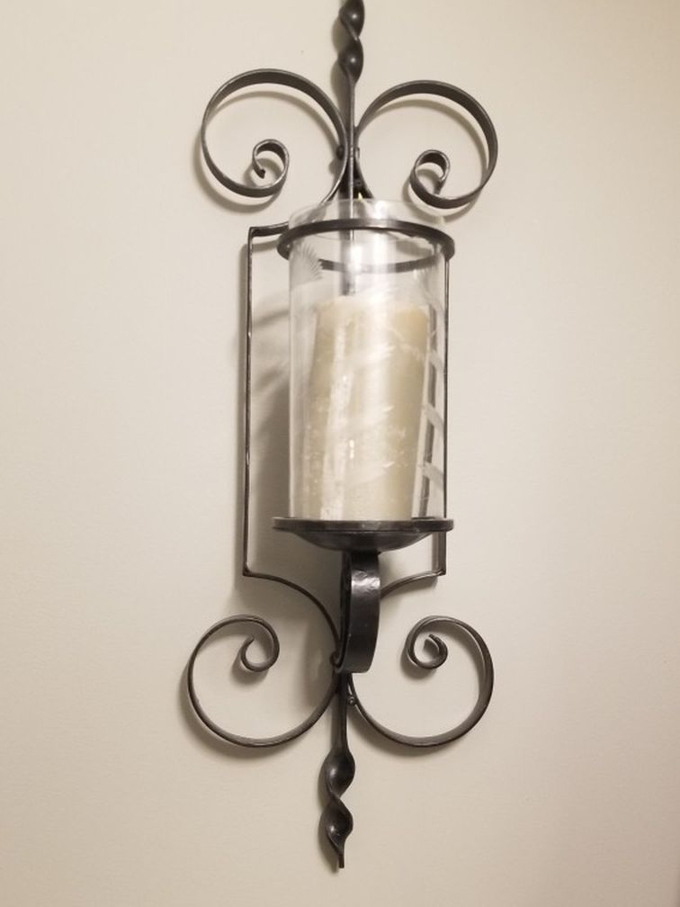 Wall Sconce Candle Holder With Glass