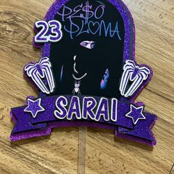 Peso Pluma Purple Cake Topper With Glitter