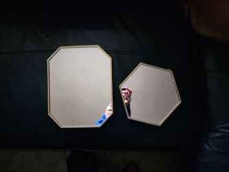 Two decorative mirrors with gold frame 10x8 in and 7 x 8 in