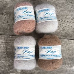 Lot of 4 Columbia Minerva Haze Angora Wool Nylon Blend Yarn