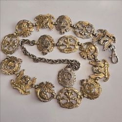 Vintage British Military Badge Belt | Handmade UK Regimental Insignia Chain Belt