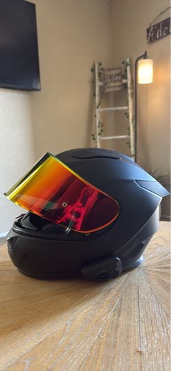 Sedici Full Face Motorcycle Helmet w/ Cardo Bluetooth & iridium Visor. Size S