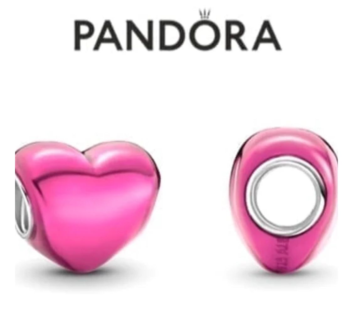 PANDORA Metalic Pink Heart Charm