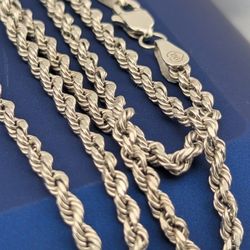 C2🤍14K White Gold Hallow Rope Link Chain| 18"| 2mm