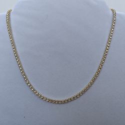 $19- Brand New Radiant Elegance 18" Tennis Necklace - 14K Gold Plated with Rhinestones
