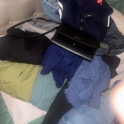 Bag, shirts, pants , jacket. skirts. 