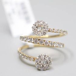 18K Yellow Gold 3-Strand Diamond Bypass Ring Size 6.5 | Pre-Owned