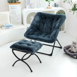 Folding Living Room Chair Ottoman Bedroom Chair and Foot Rest