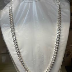 925 Sterling Silver 24” 8mm Cuban Link Chain 