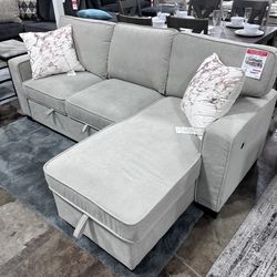 Sectional With Pull Out, Bed And Chaise Storage