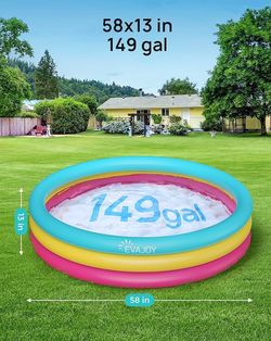 NIB Evajoy 58'' x 13'' Inflatable Kiddie Pool for Kids