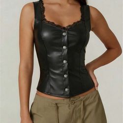 Women's faux leather vest, elegant