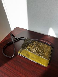 New Green Embossed Leather Shoulder Bag with Strap