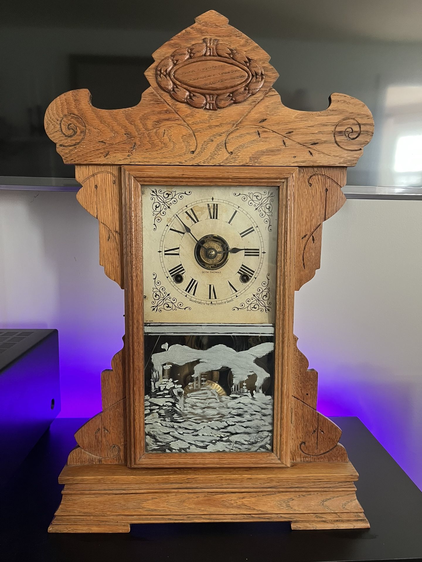 Antique 8 Day Seth Thomas Mantle Clock Working + Alarm